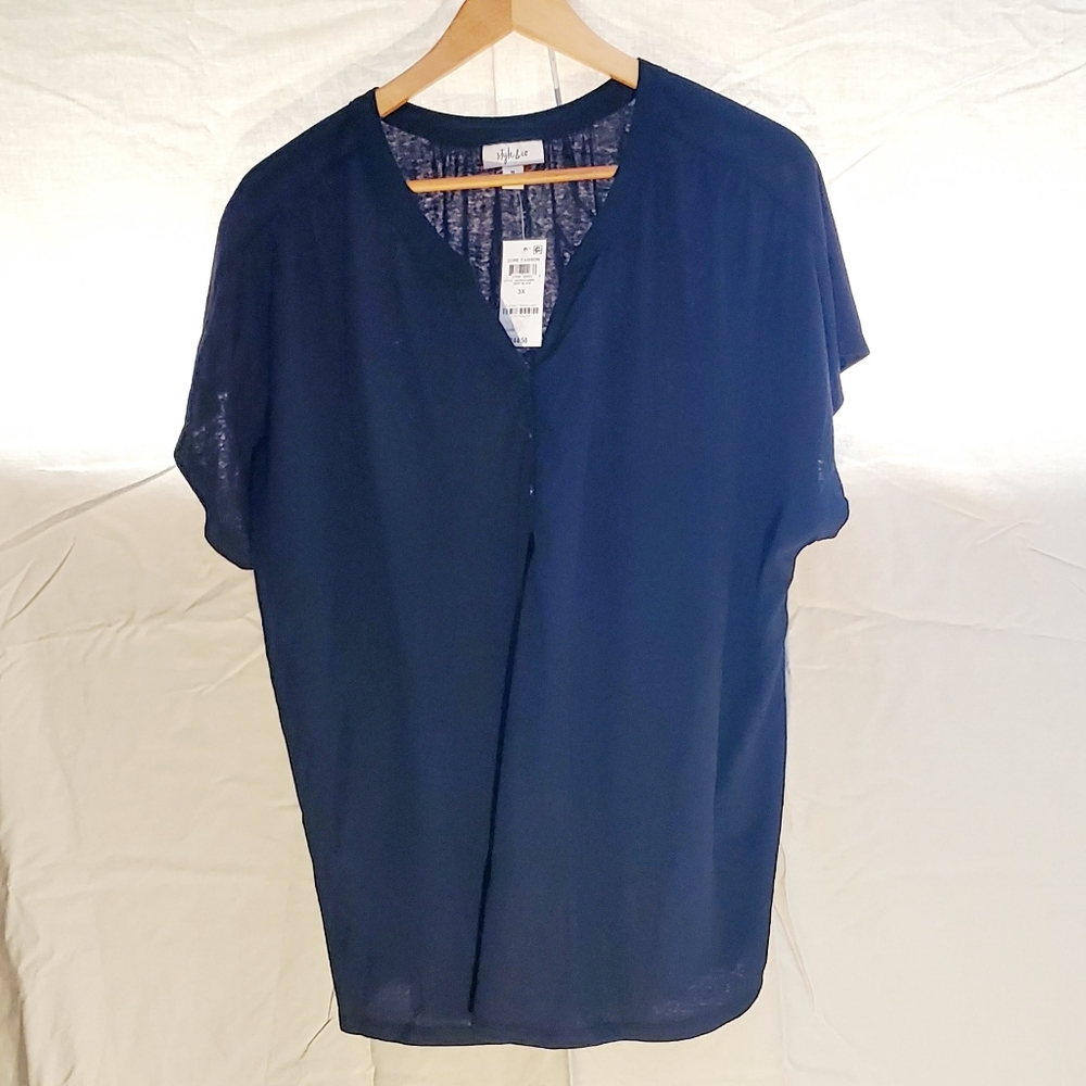 Style and Company Black Button Tee